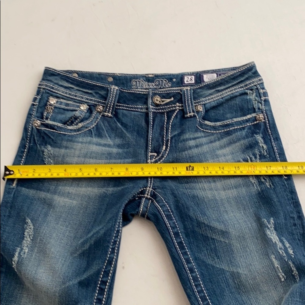 Miss Me JP5162 peace sign embroidered bootcut blue jeans 28x34 - Picture 11 of 15